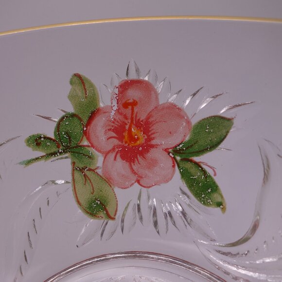 Vintage Pedestal Bowl with Flower Decoration - Picture 12 of 12